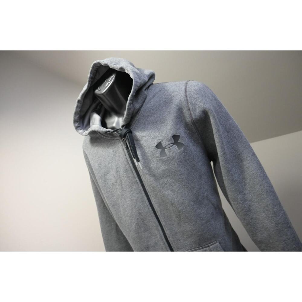 Under Armour Hoodie Loose Gray Full Zip Performance Cotton Blend Mens Sz Medium